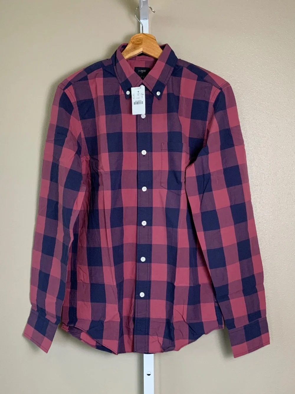 J. Crew Factory Gingham Buffalo Check Slim Washed Button Down Oxford Shirt